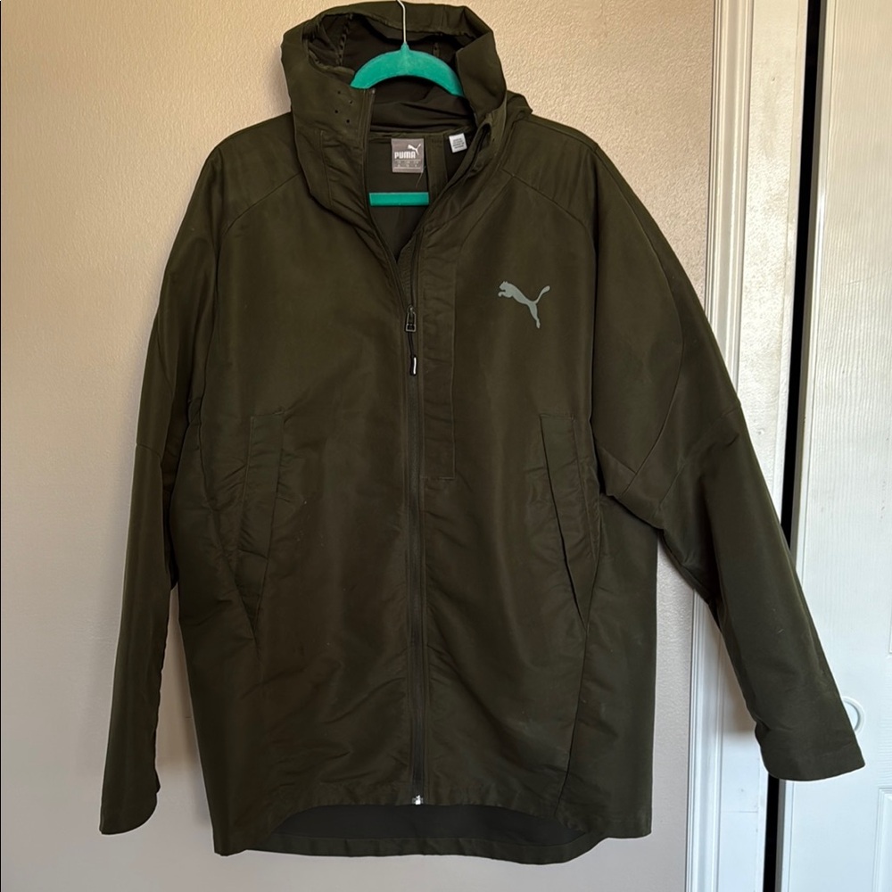 - Puma Green Performance Jacket with Hood and Zipper